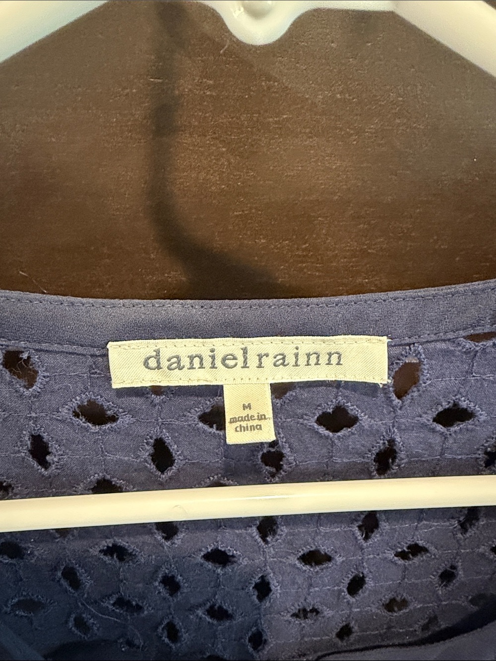 Daniel Rainn Navy Eyelet Yoke Cap Sleeve Top - Picture 2 of 5